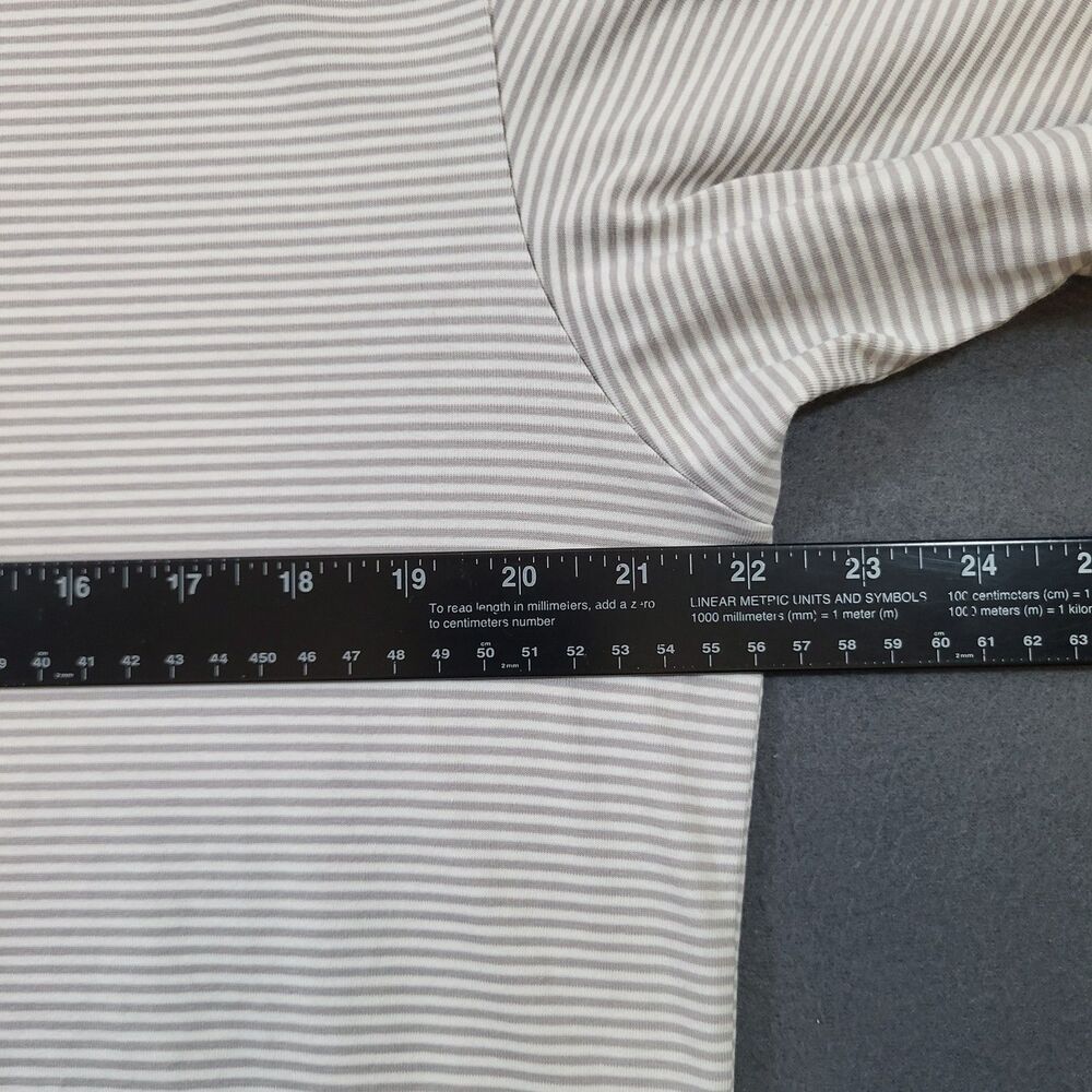 Uniqlo AIRism Cotton Blend Shirt Mens Large Gray White Striped Ringer Crew Neck - Picture 4 of 8